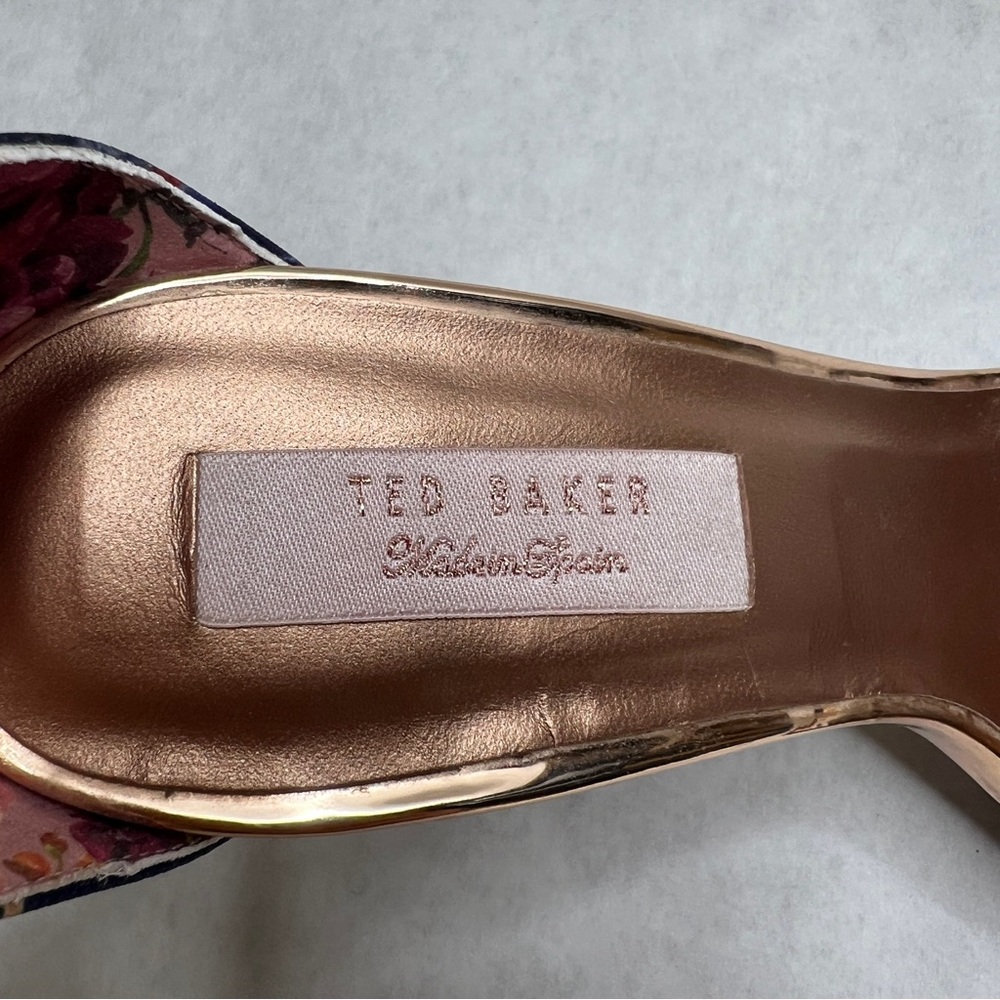TED BAKER Navy Chinoiserie Junaaa Jacquard Platform Sandals - Sz 38 / 7.5 - Picture 12 of 16